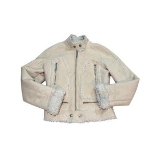 Y2K BEBE Cream Suede & Fur jacket